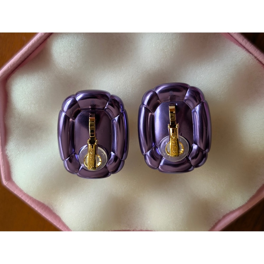 Swarovski Dulcis Purple and Yellow Crystal Clip On Earrings - Picture 5 of 7